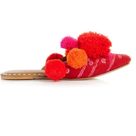 SALE Figue Iris Slide Mule Pointy Toe PomPom Slide - Picture 3 of 8